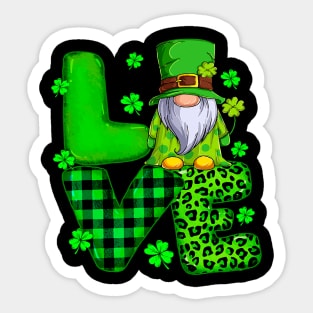 Happy St Patricks Day Love Gnome Shamrock For Men Women Sticker